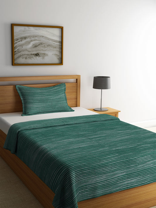 Green Single BedCover With Pillow Cover