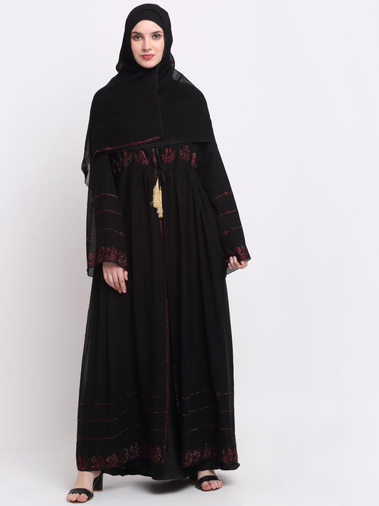 Klotthe Women Black Solid Burqa With Scarf