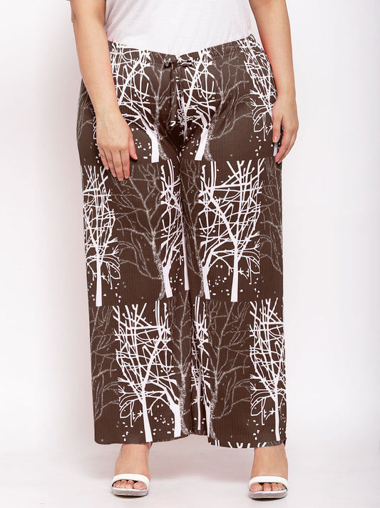 Klotthe Wide Leg Brown Printed Palazzo