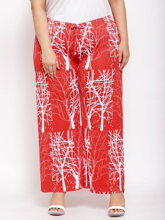 Klotthe Wide Leg Red Printed Palazzo