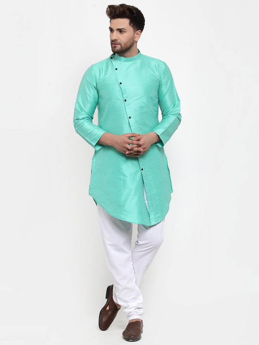 KLOTTHE LightGreen Cotton Self Design Kurta With Pyjama