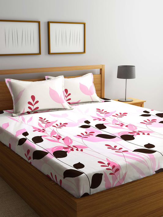 100% Pure Cotton King Size Bed Sheet Set with 2 Pillow Covers by Klotthe® (250*220 cm)