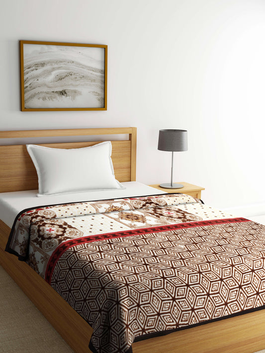 Klotthe Unisex Brown Abstract Heavy Winter 1000 GSM Single Bed Blanket