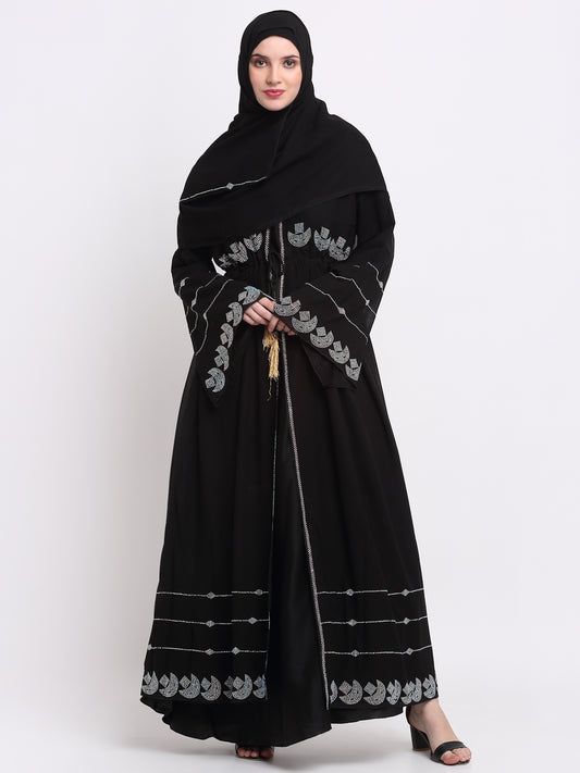 Klotthe Women Black Solid Burqa With Scarf