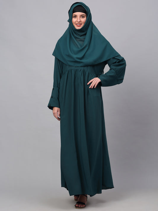 Klotthe Women Turq Embellished Burqa With Scarves