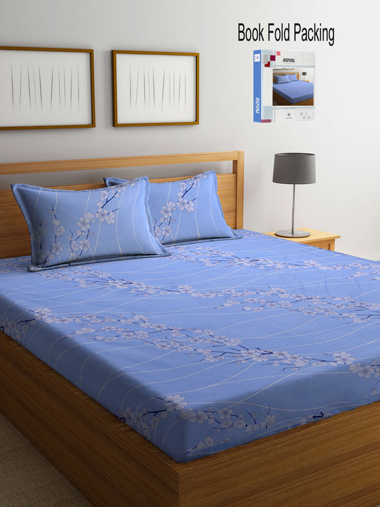 Klotthe Multicolor Floral 400 TC Pure Cotton Double Bedsheet Set in Book Fold Packing