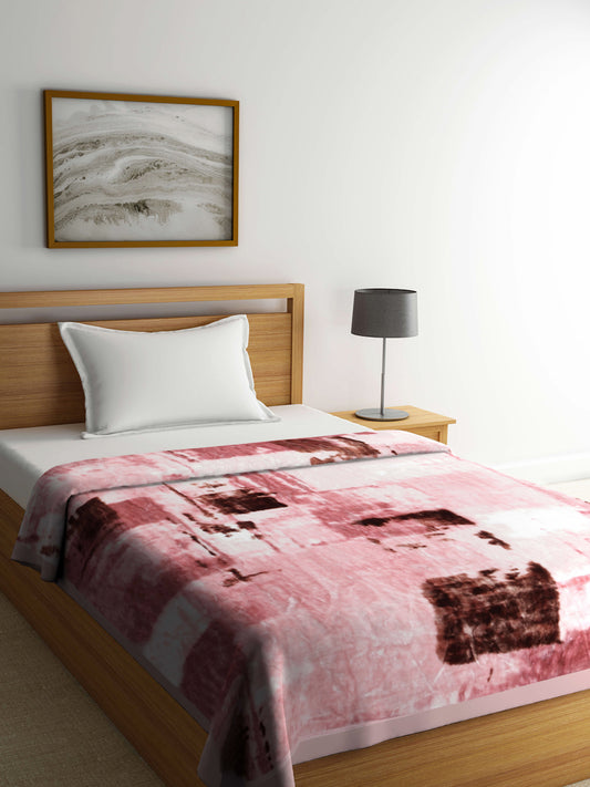 Klotthe Unisex Pink Abstract Heavy Winter 1000 GSM Single Bed Blanket