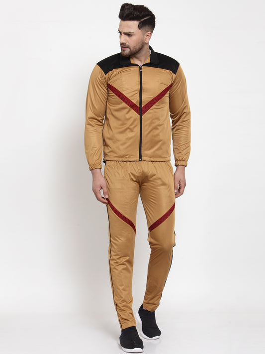 KLOTTHE Mustard Polyester Solid Tracksuit