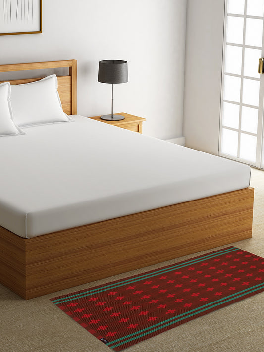 Klotthe Red Geometric Cotton Anti-Skid Rugs