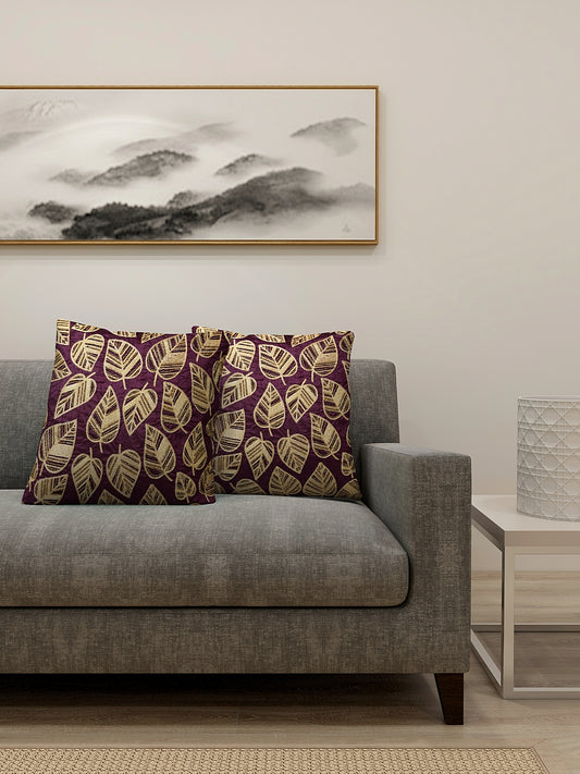 KLOTTHE Set of Two Purple Poly Cotton Cushion Covers With Microfibre Fillers (40X40 cm)