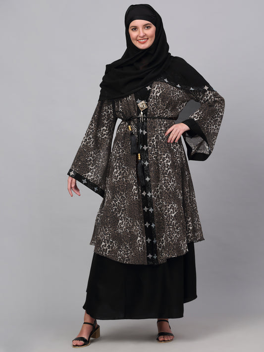 Klotthe Women Multicolor Embellished Burqa With Scarves