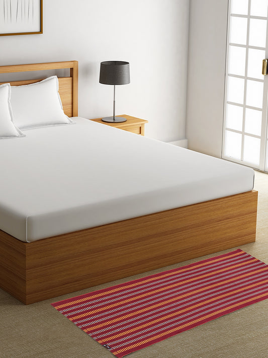 Klotthe Red Striped Cotton Anti-Skid Rugs