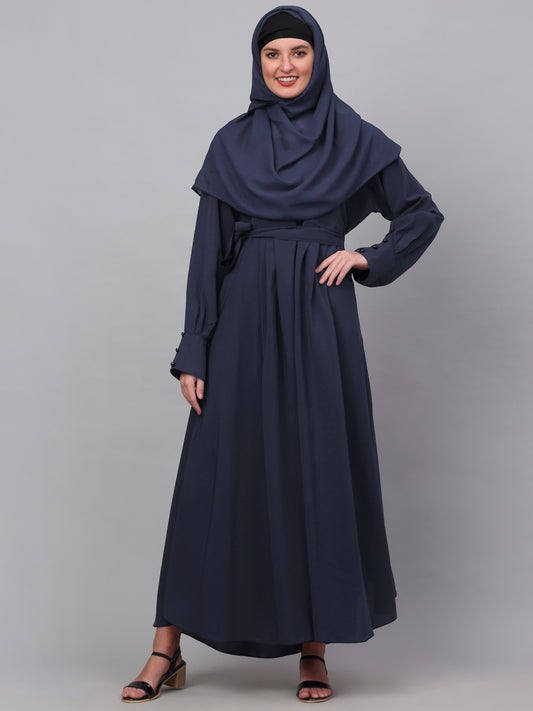 Klotthe Women Blue Embellished Burqa With Scarves