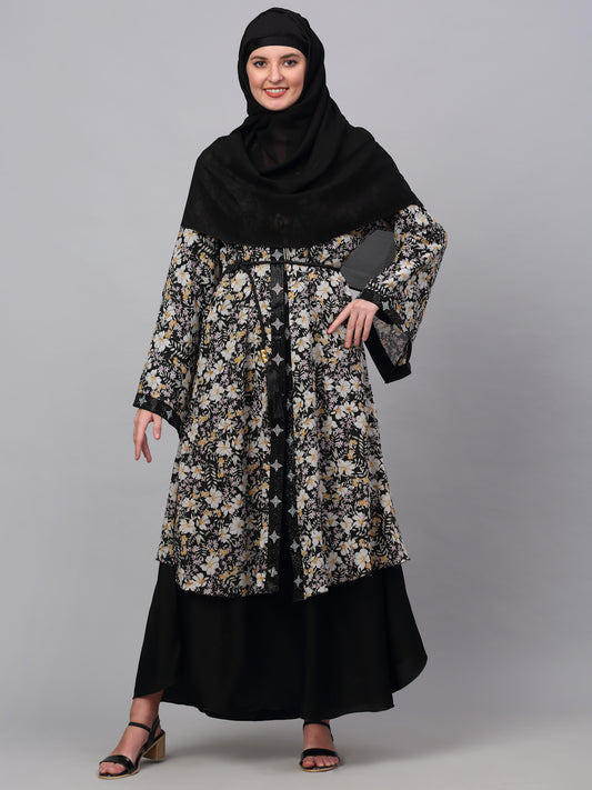 Klotthe Women Multicolor Embellished Burqa With Scarves
