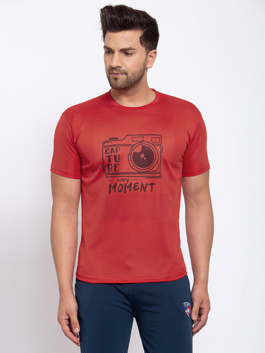 KLOTTHE Red Polyester Printed T-Shirt