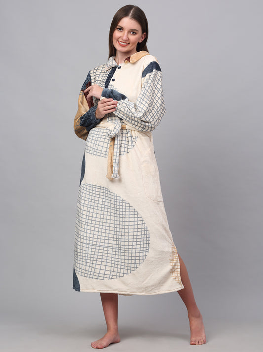 Klotthe Women MultiColor Printed Bath Robe With Belt