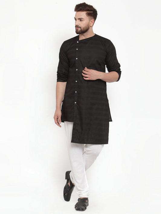 KLOTTHE Black Cotton Self Design Kurta With Pyjama