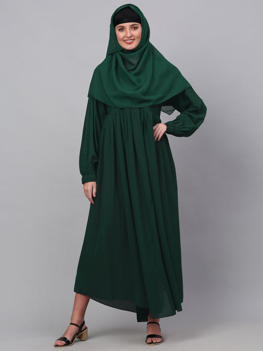 Klotthe Women Green Embellished Burqa With Scarves