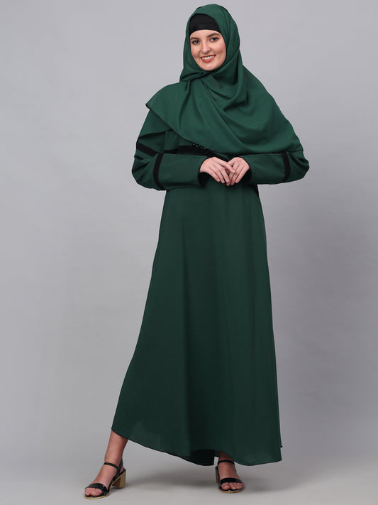 Klotthe Women Green Embellished Burqa With Scarves