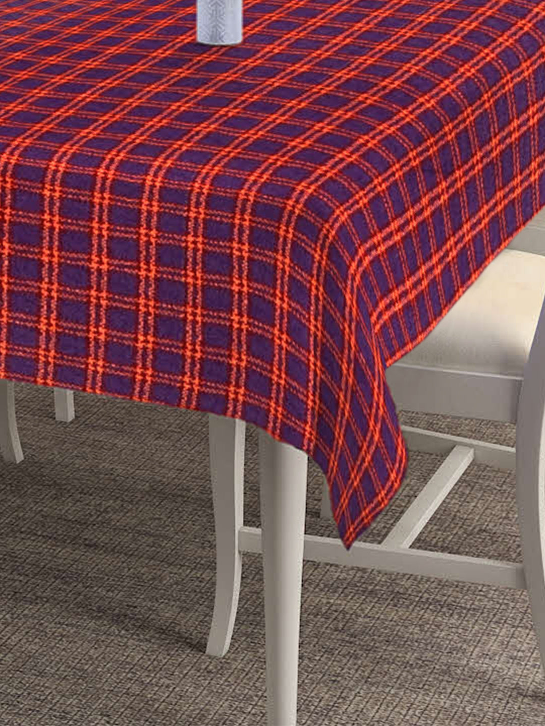 KLOTTHE Purple Cotton Striped Rectangle Table Cover (72X52 Inch)