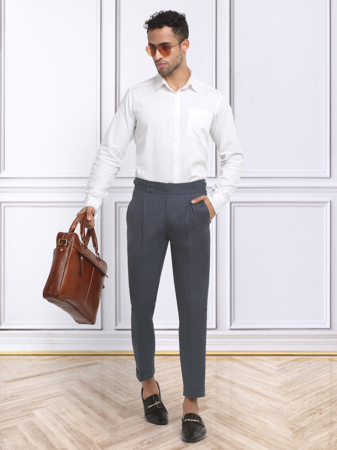 Italian Style Formal Gurkha Pant-LightBlue