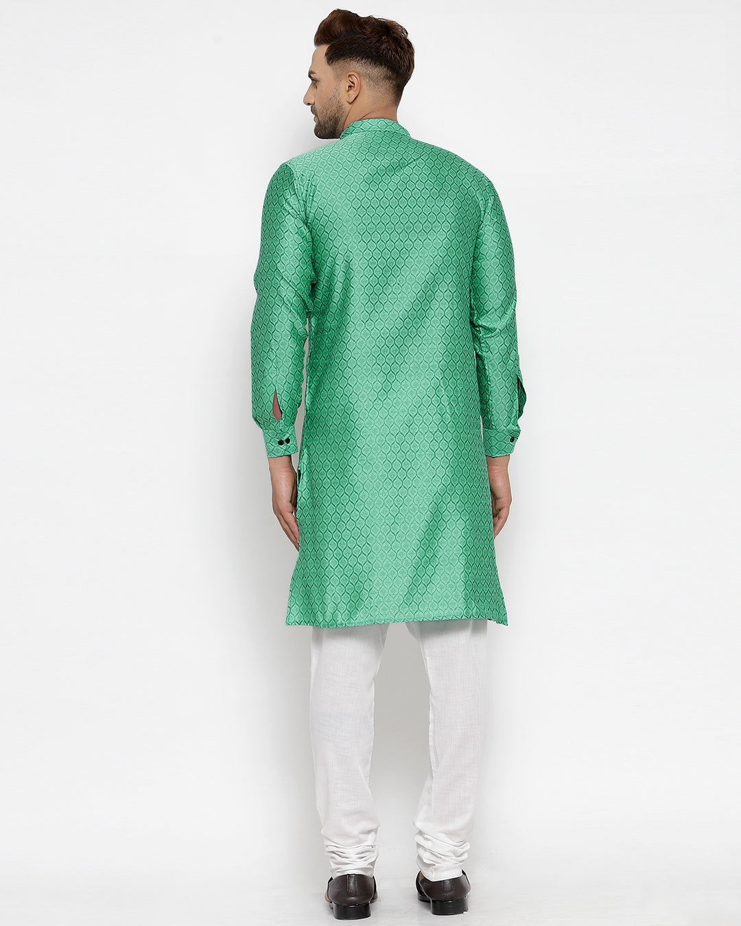 KLOTTHE Green Cotton Silk Geometric Kurta