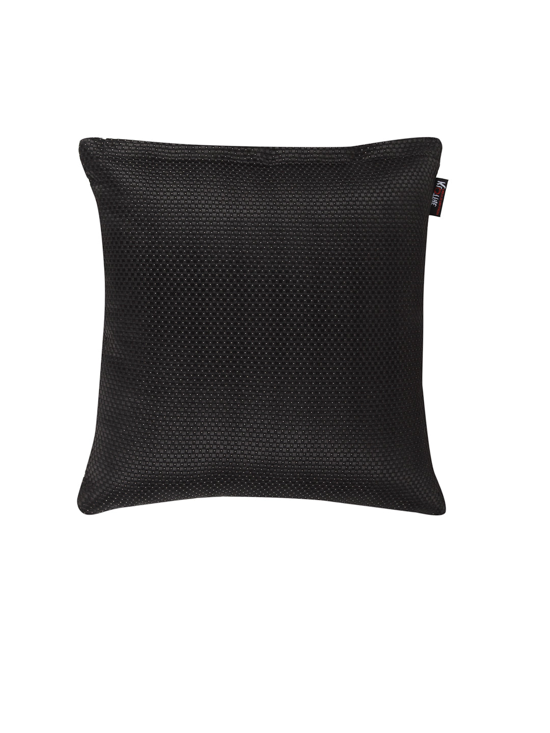 KLOTTHE Set of 5 Black Polycotton Self Design Cushion Covers (35X35 cm)