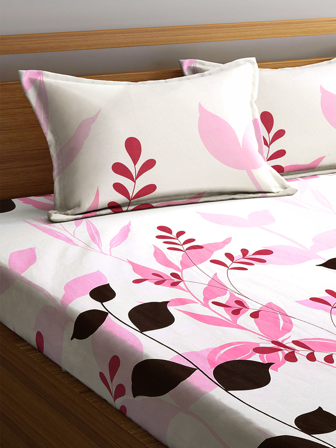 100% Pure Cotton King Size Bed Sheet Set with 2 Pillow Covers by Klotthe® (250*220 cm)
