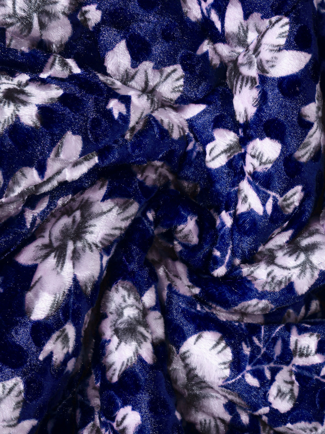 Klotthe Blue Floral Printed 800 GSM Heavy Winter Double Bed Quilt