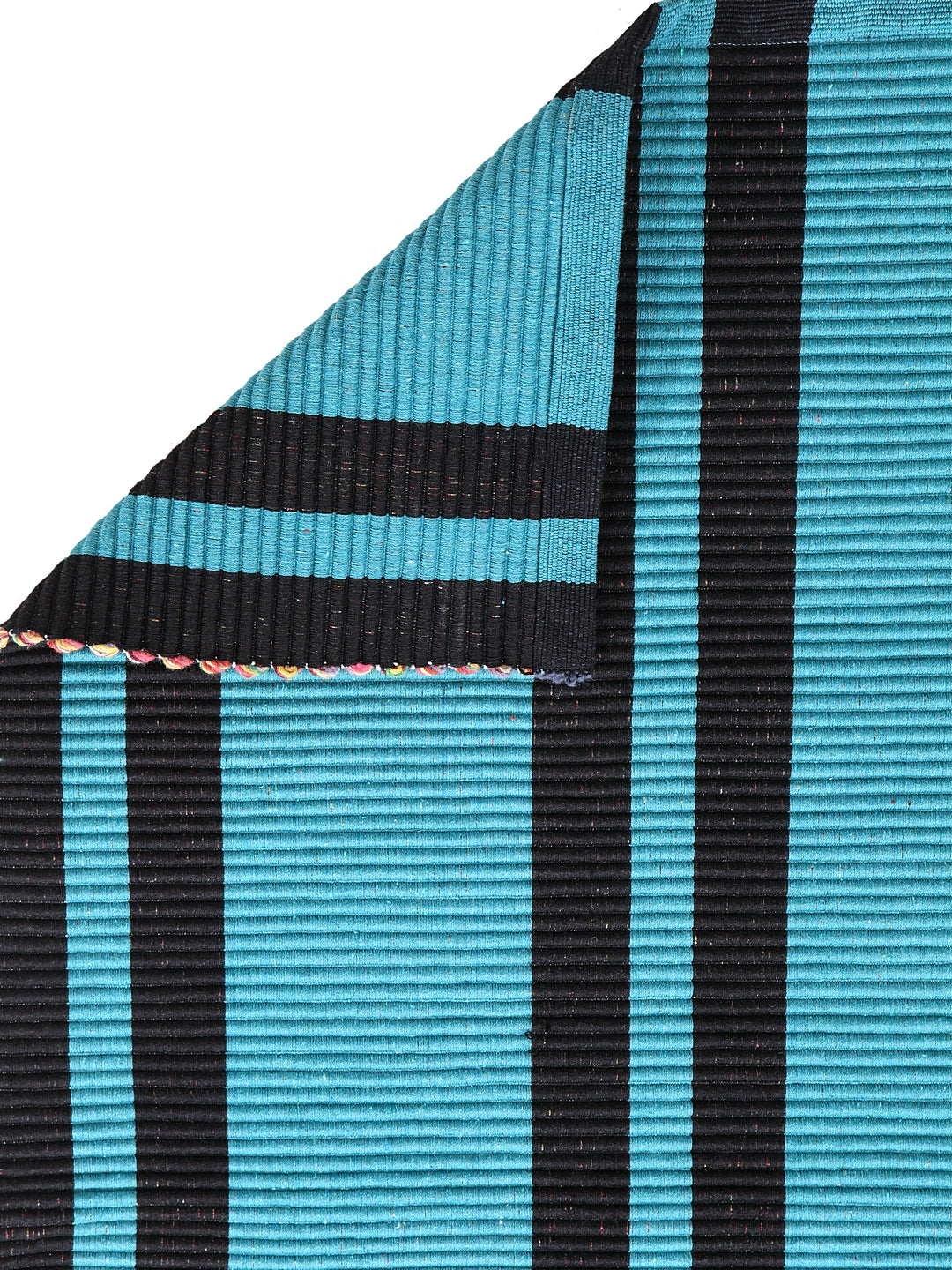 Klotthe Blue Striped Cotton Anti-Skid Rugs