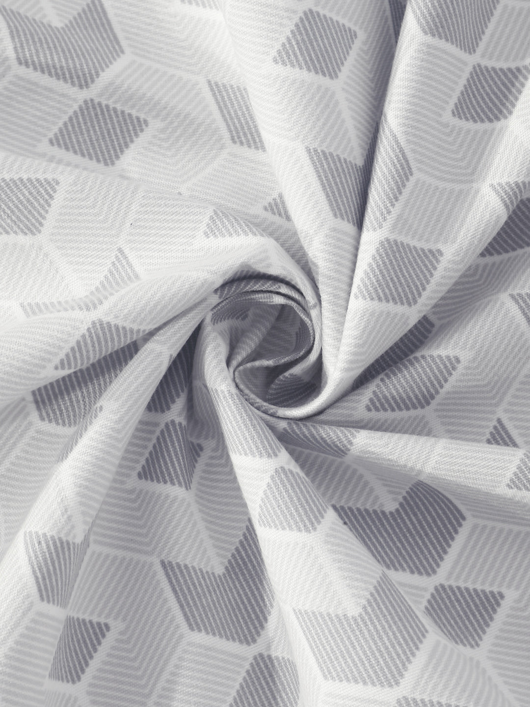 Klotthe Grey Geometric 300 TC Cotton Blend Double Bedsheet with 2 Pillow Covers