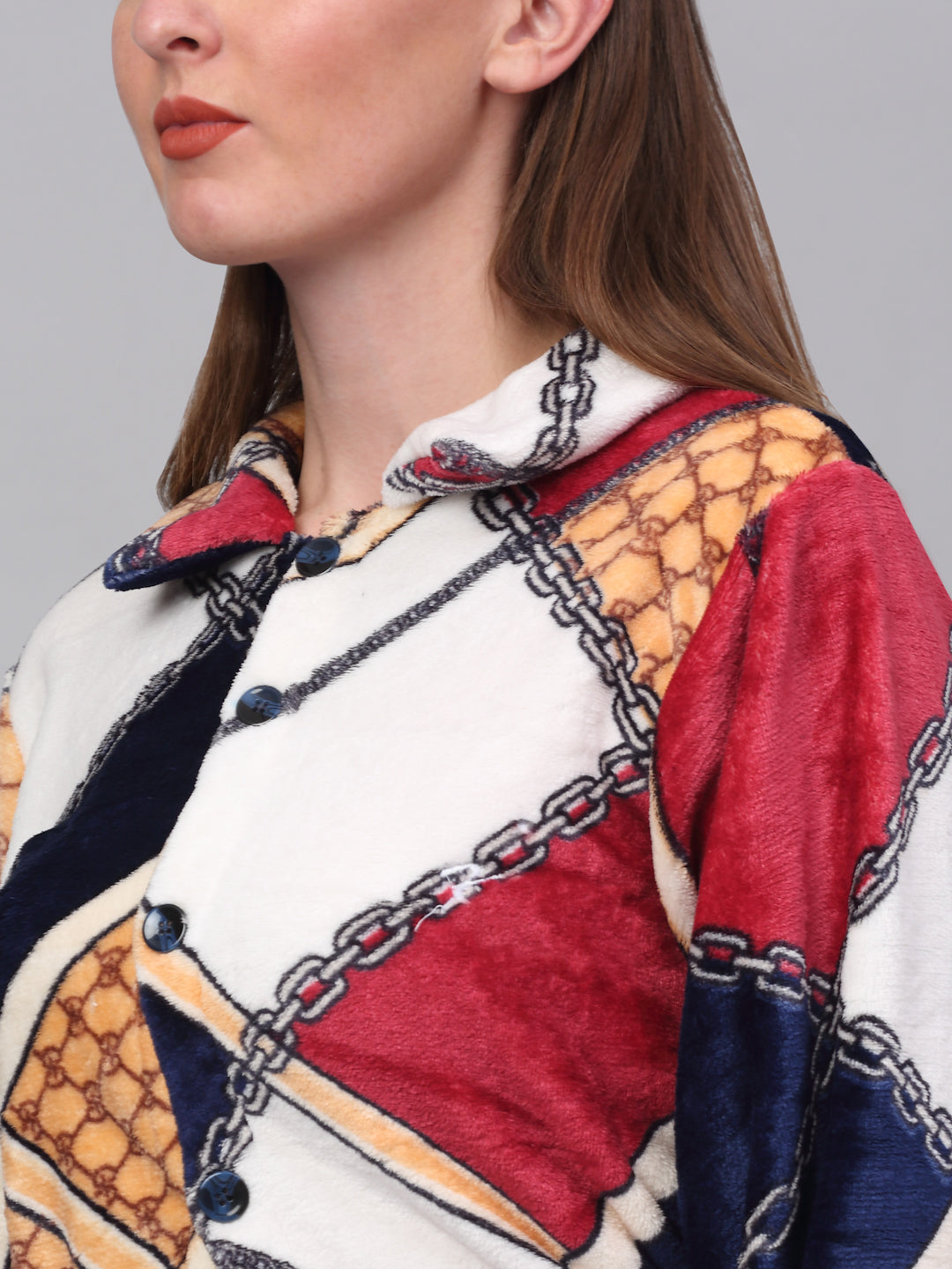 Klotthe Women MultiColor Printed Bath Robe With Belt