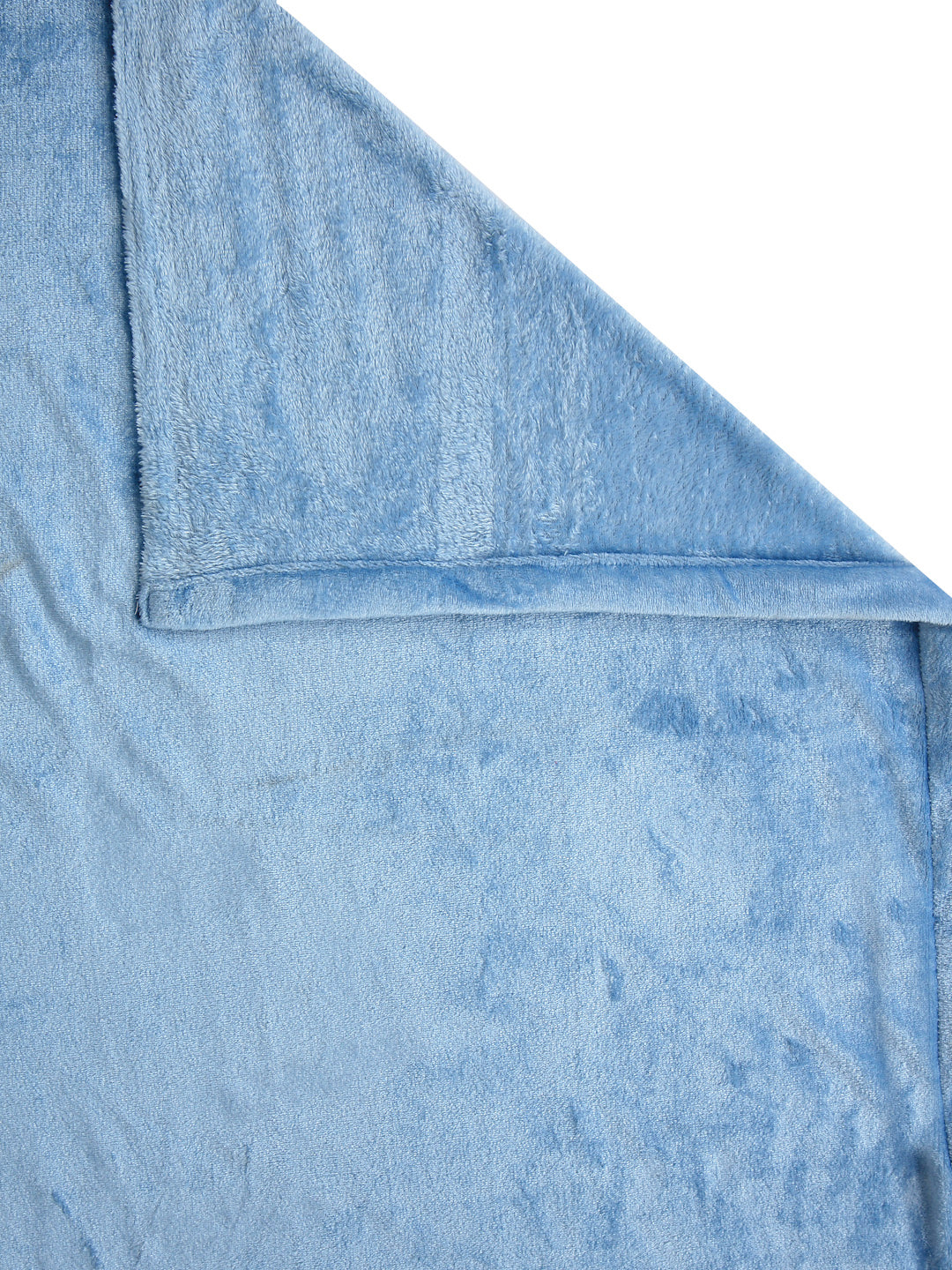 Klotthe Sky Blue Solid Woolen Single Bed Sheet with Pillow Cover