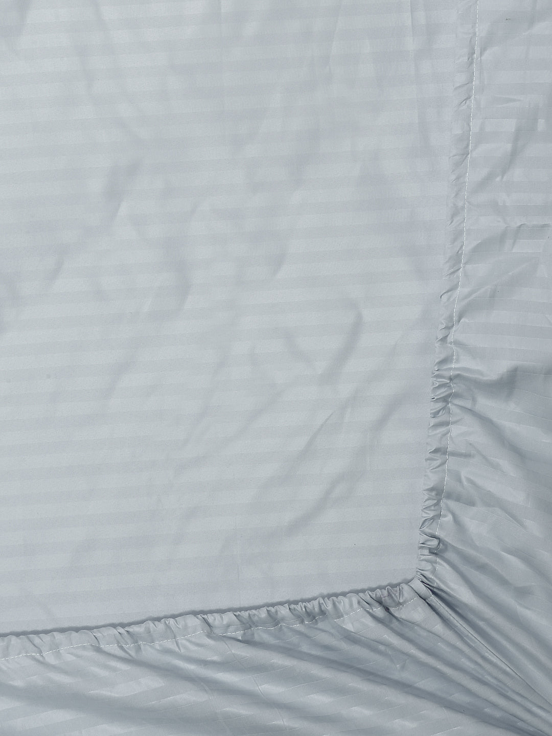 Klotthe Grey Striped 300 TC Cotton Blend Elasticated Super King Double Bedsheet with 2 Pillow Covers (270X270 cm)