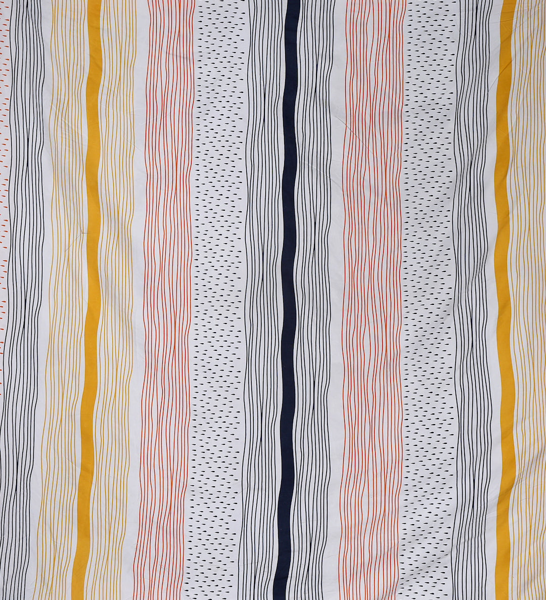 Klotthe Multi Striped 300 TC Cotton Blend Super King Double Bedsheet with 2 Pillow covers (270X270 cm)
