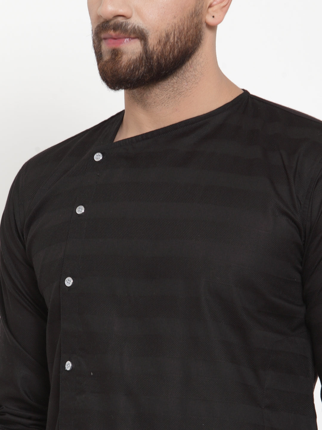 KLOTTHE Black Cotton Self Design Kurta With Pyjama