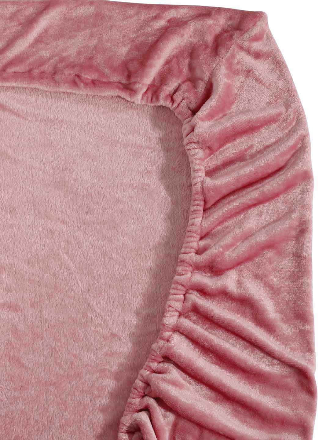 Klotthe Rust Solid Woolen Fitted Single Bed Sheet with Pillow Cover