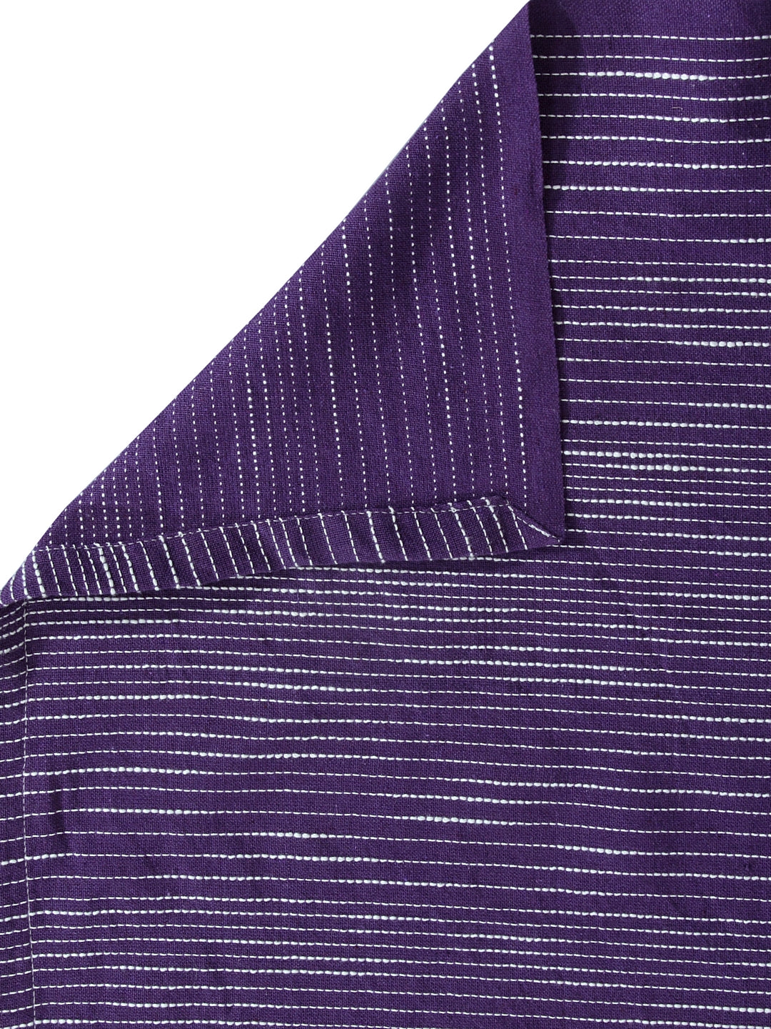 KLOTTHE Set of Two Violet Cotton Striped Double King Bed Covers With 4 Pillow Covers (250X225 cm)