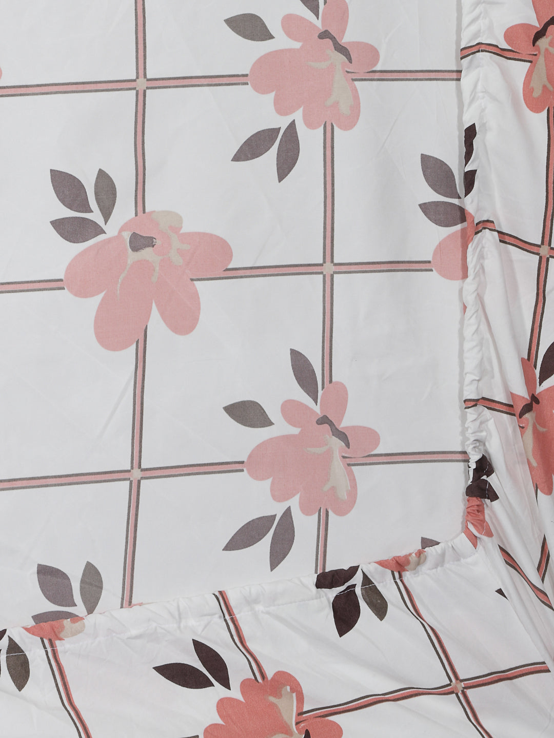 Klotthe Multicolor Floral 300 TC Cotton Blend Fitted Double Bedsheet with 2 Pillow Covers