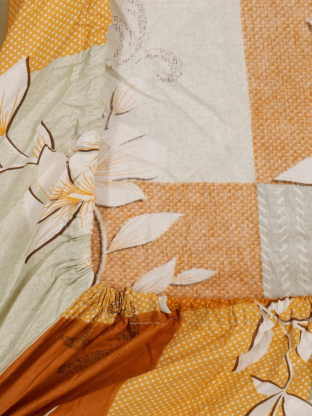 Klotthe Multicolor Floral 400 TC Pure Cotton Fitted Single Bedsheet with Pillow Cover