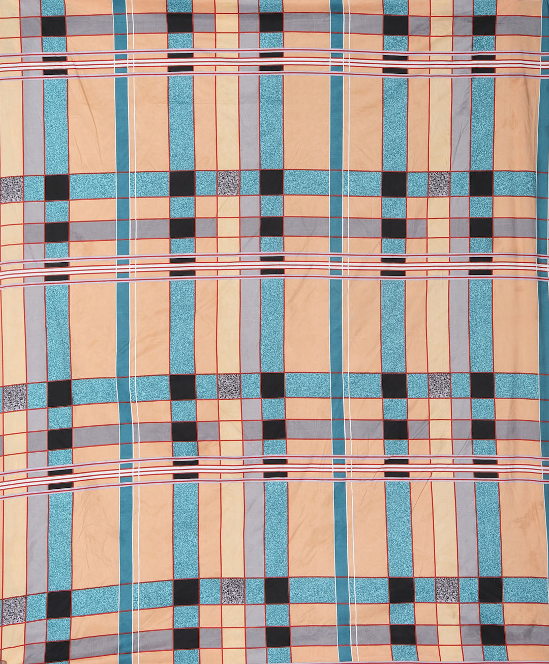 Klotthe Multi Striped 300 TC Cotton Blend Double Bedsheet with 2 Pillow Covers