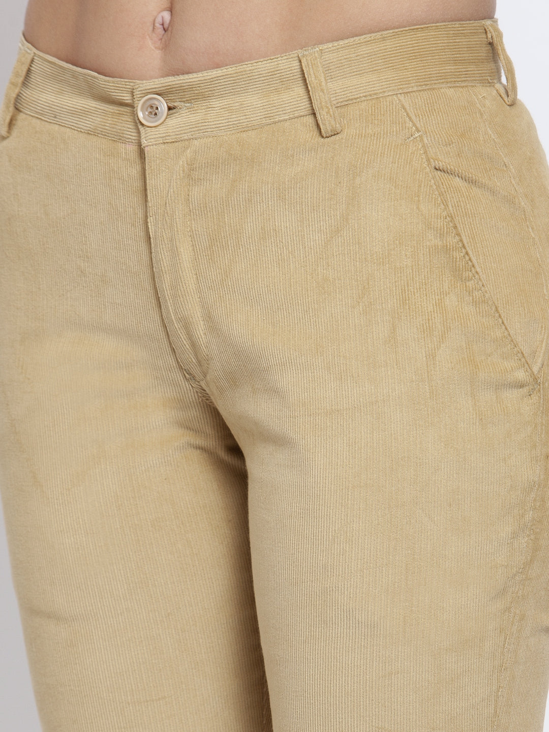 KLOTTHE Beige Cotrise Solid Trousers