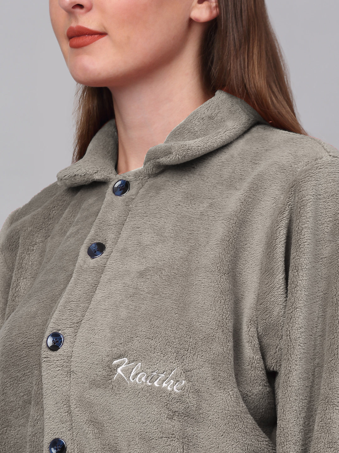 Klotthe Women Beige Solid Bath Robe With Belt