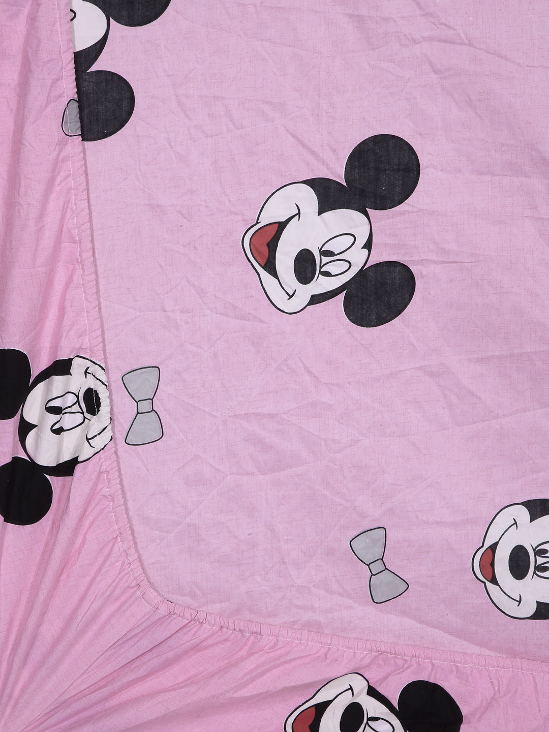 Klotthe Pink Cartoon 210 TC Cotton Blend Elasticated Double Bedsheet with 2 Pillow Covers