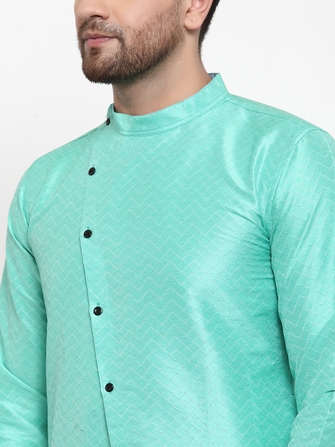 KLOTTHE LightGreen Cotton Self Design Kurta With Pyjama