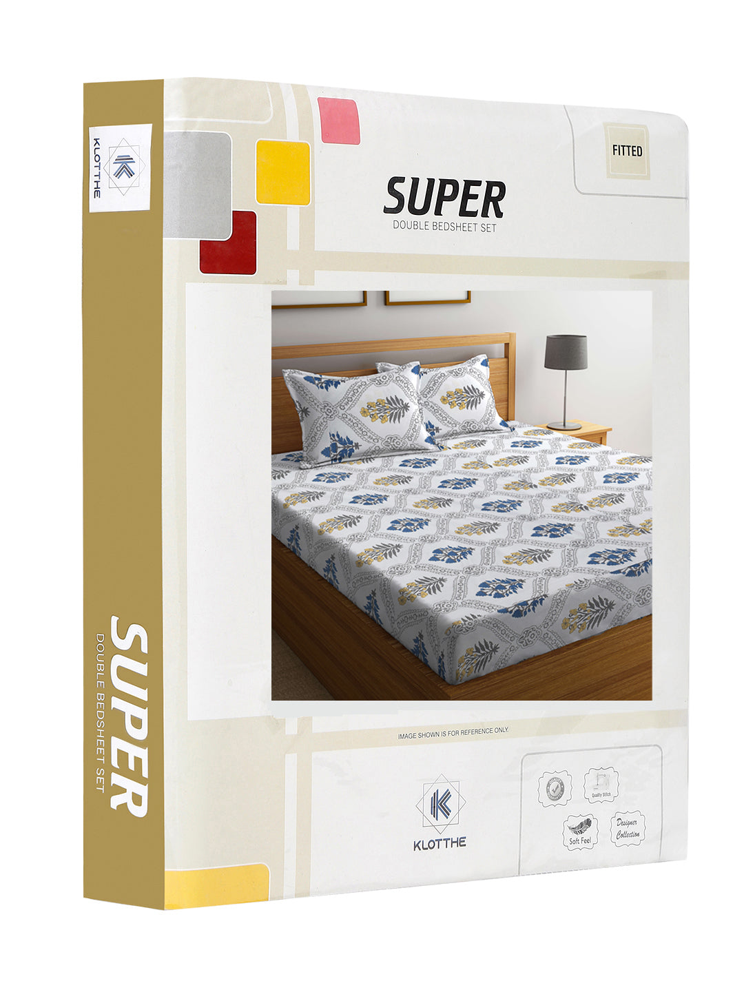 Klotthe Multicolor Floral 300 TC Cotton Blend Fitted Double Bedsheet in Book Fold Packing