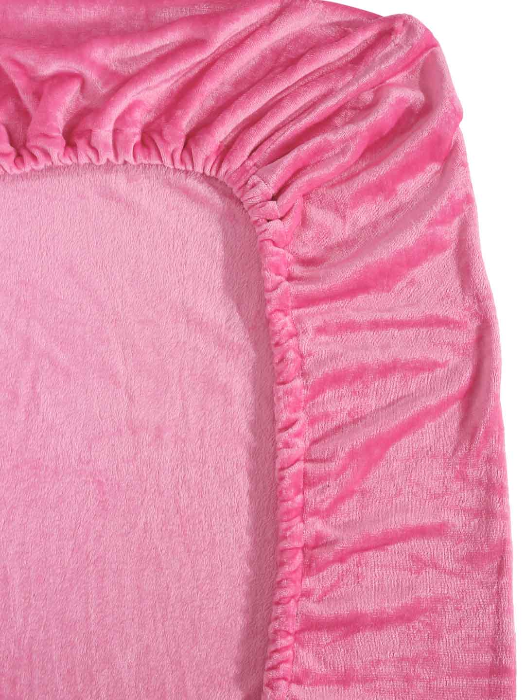Klotthe Light Pink Solid Woolen Fitted Double Bed Sheet with 2 Pillow Covers