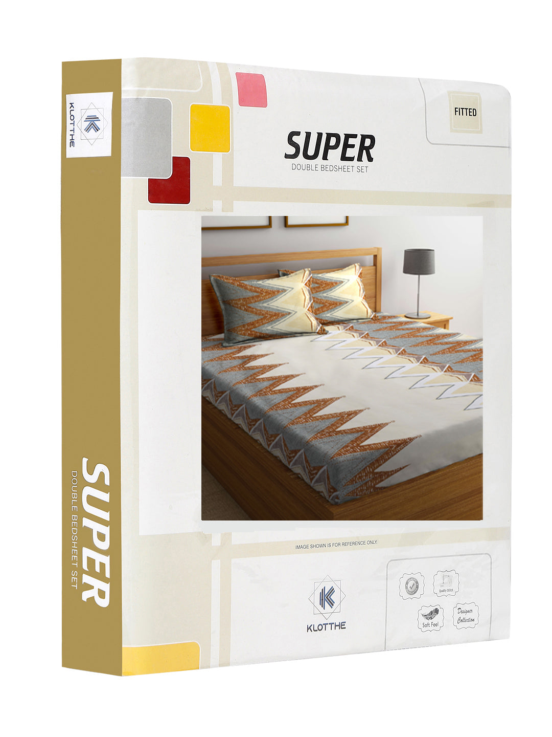 Klotthe Multicolor Abstract 300 TC Cotton Blend Fitted Double Bedsheet in Book Fold Packing