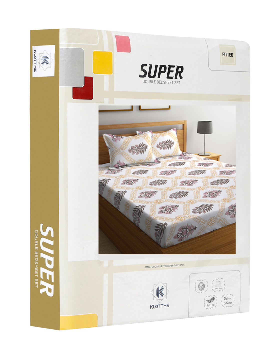 Klotthe Multicolor Floral 300 TC Cotton Blend Fitted Double Bedsheet in Book Fold Packing