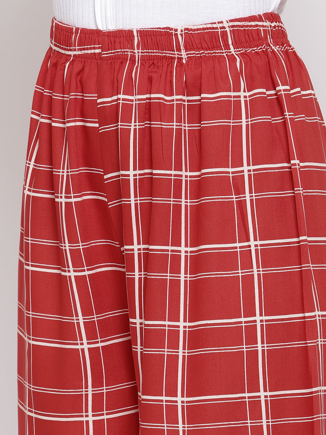 KLOTTHE Women Red Wide Leg Palazzos